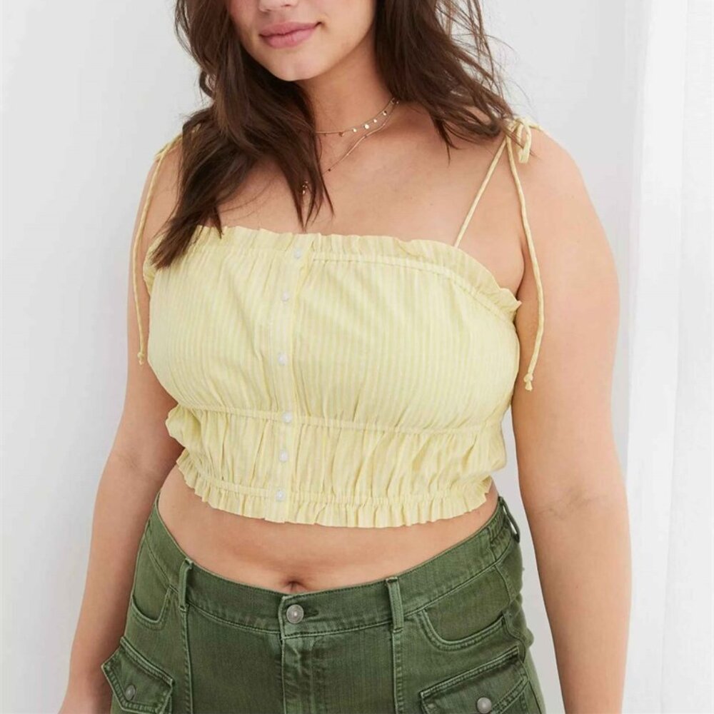Aerie Women's Woven Button Front Tank Top- Size L- New!